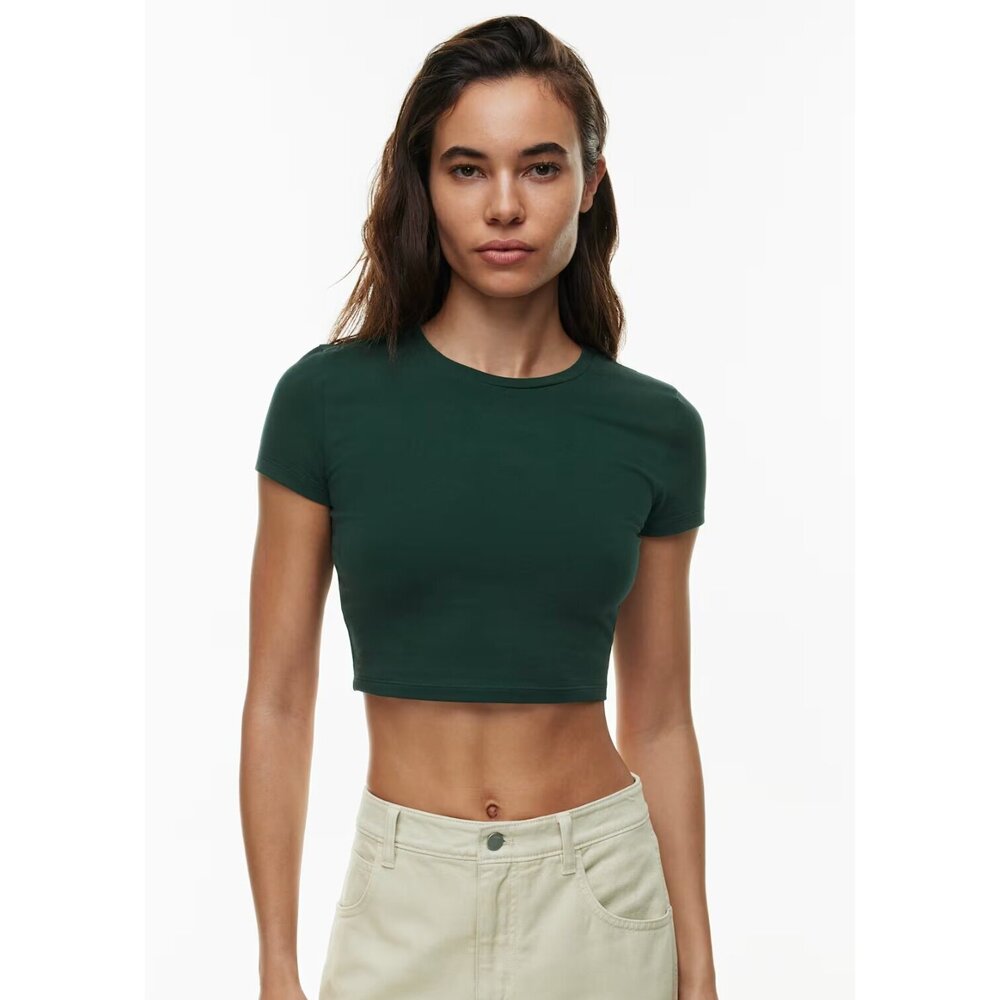 Aritzia TNA Hold-It Ortiz Cropped T-Shirt - Scarab - 2XL